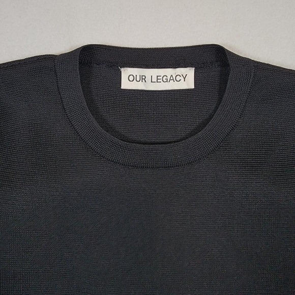 OUR LEGACY Knitted Cropped T-Shirt Women's Sz 38 Small Black Performance Poly - Picture 3 of 10
